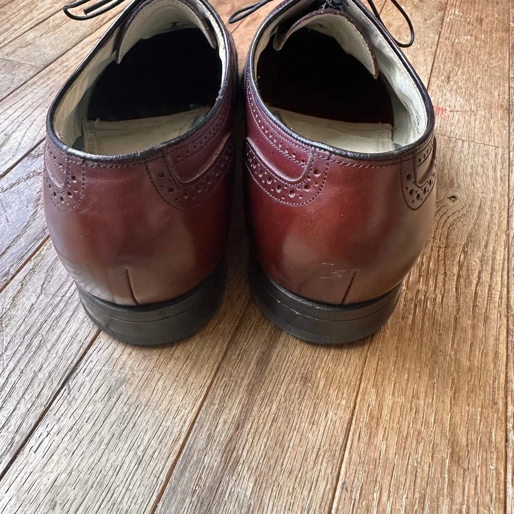 Florsheim Imperial Wingtip Oxford Mens 10 3E Leather Brogue Burgundy USA Vintage
